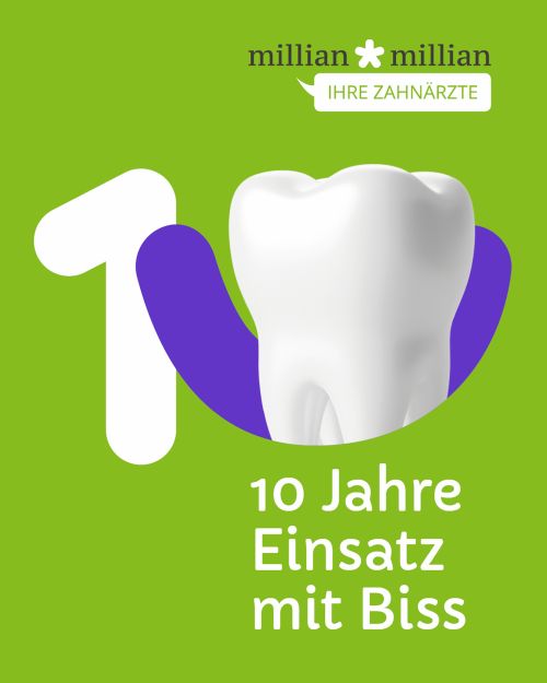 Foto: Foto: 10 Jahre Einsatz mit Biss; Grafik 10 mit Zahn